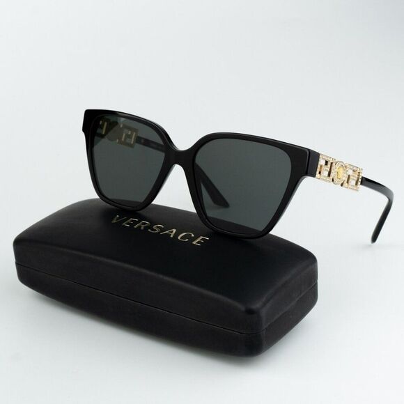 NEW Versace VE4471B GB1/87 Black Dark Grey Square Women Sunglasses VE 4471B